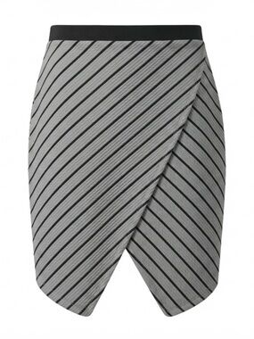 Asymmetrical Wrap Pencil Skirt - Black & Gray